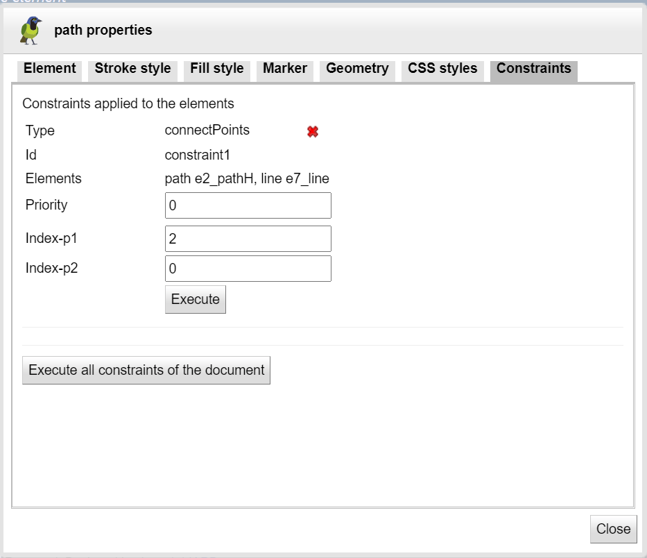 Constraints tab panel