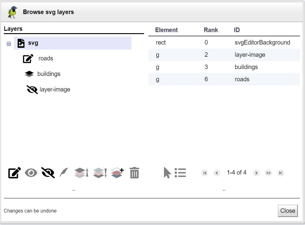 Layers dialog panel